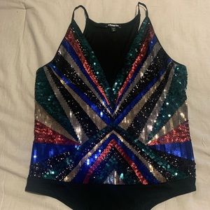 Sequin top bodysuit